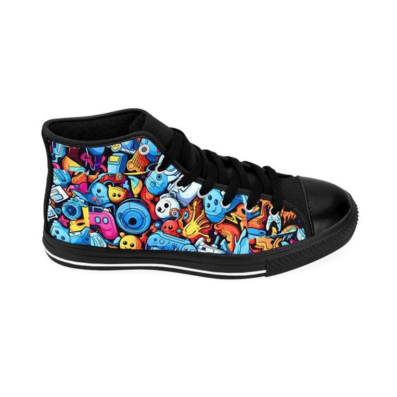 Video Game Graffiti Man Shoes, Luxury Stylish, Men's Canvas Boots, Classy Mod Ar - Picture 6 of 8